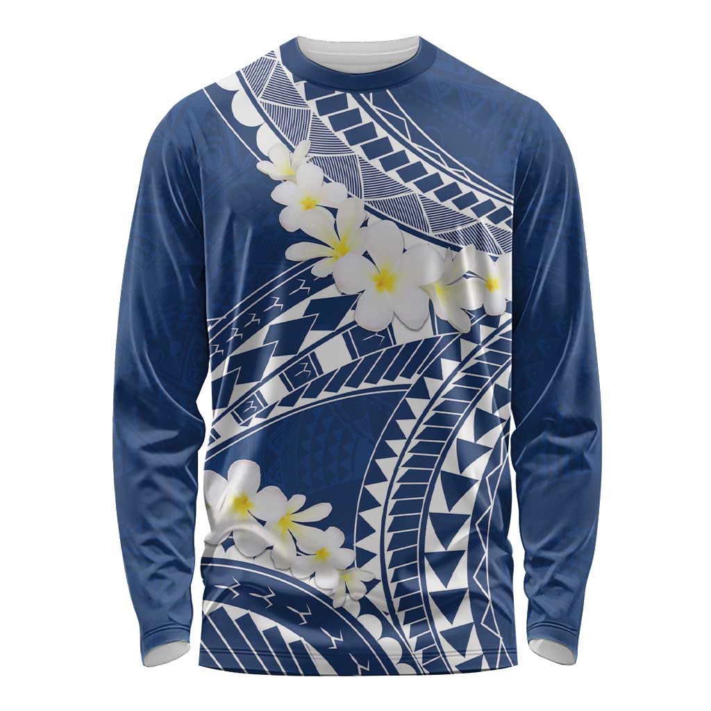 Polynesian Vintage Floral Long Sleeve Shirt Navy Blue Motifs - Polynesian Pride