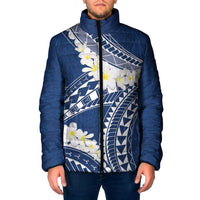 Polynesian Vintage Floral Padded Jacket Navy Blue Motifs - Polynesian Pride