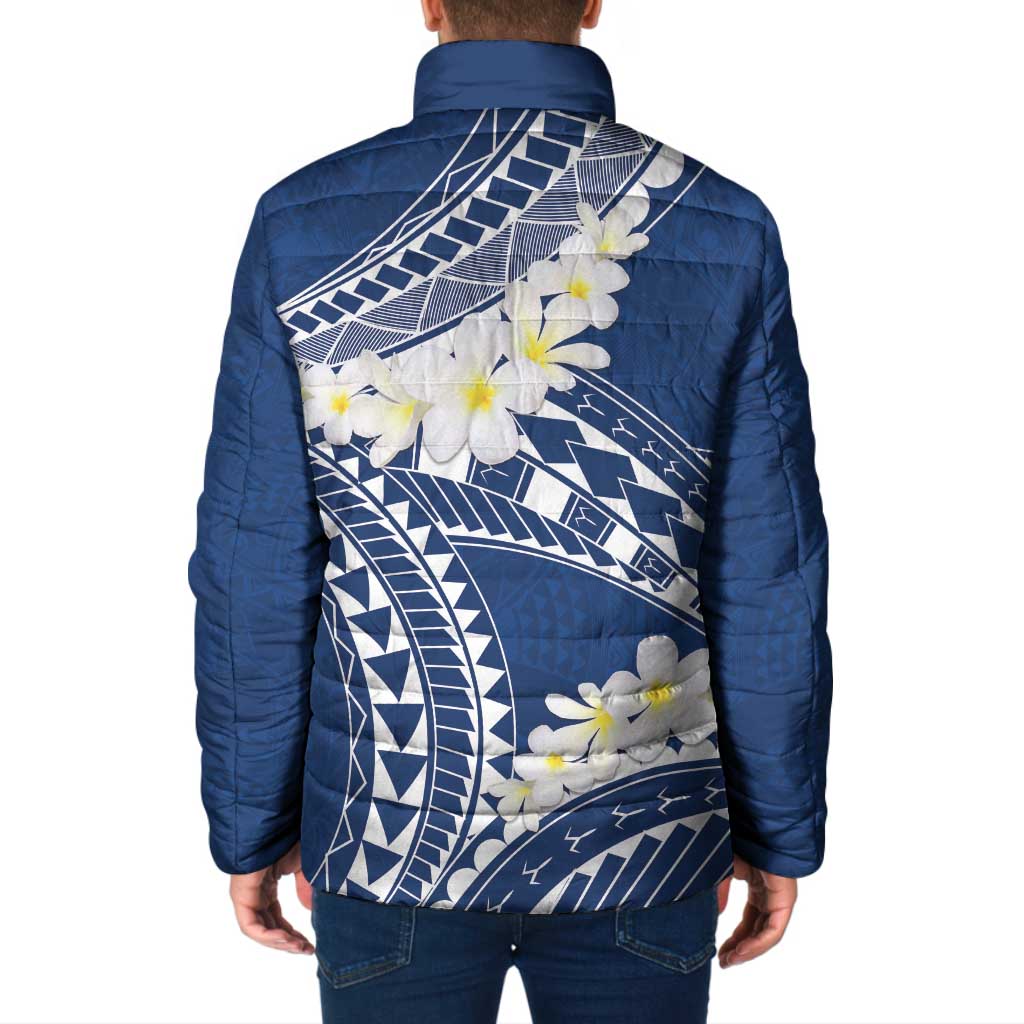 Polynesian Vintage Floral Padded Jacket Navy Blue Motifs - Polynesian Pride