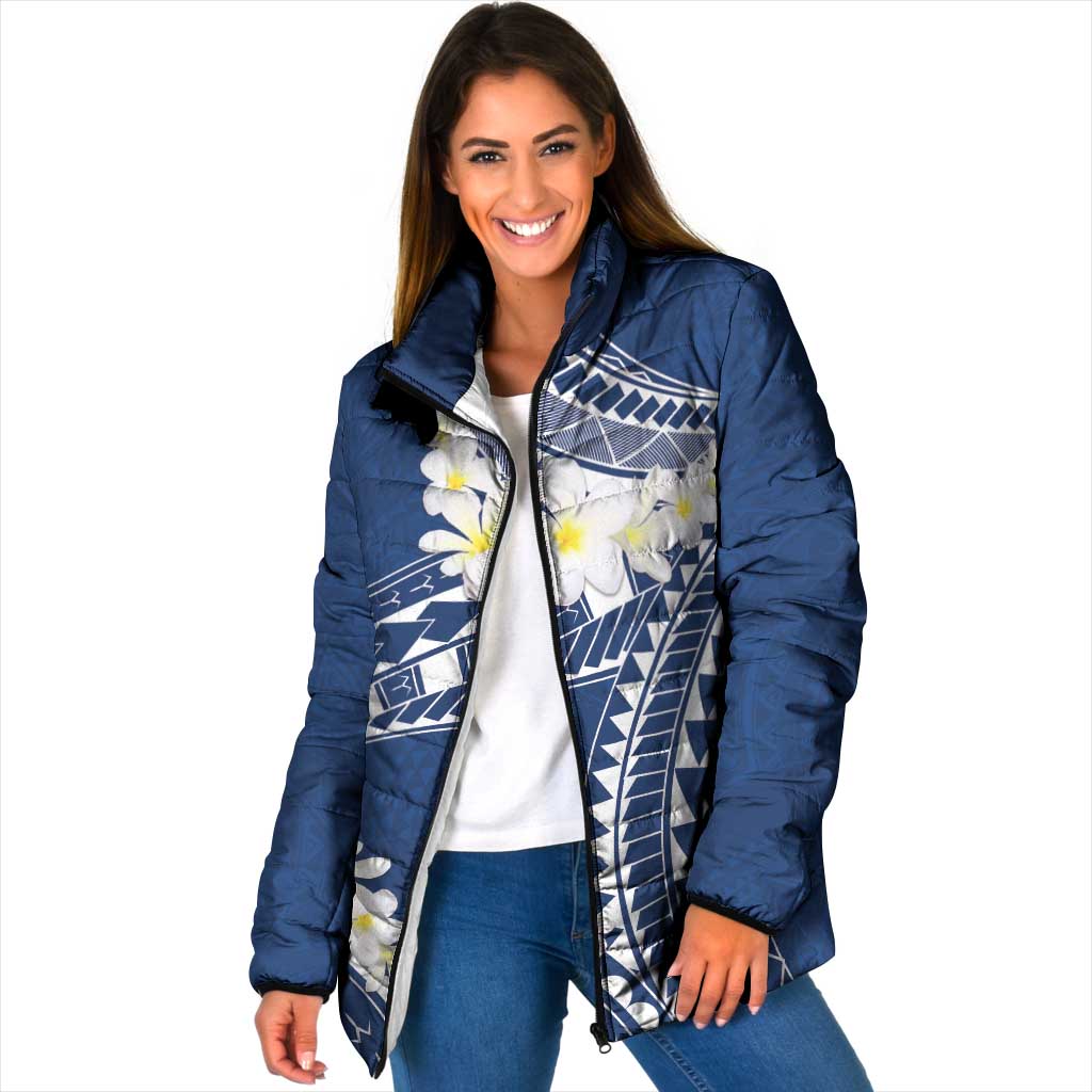Polynesian Vintage Floral Padded Jacket Navy Blue Motifs - Polynesian Pride
