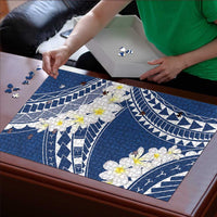 Polynesian Vintage Floral Puzzle Navy Blue Motifs - Polynesian Pride