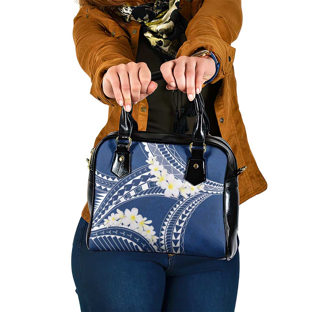 Polynesian Vintage Floral Shoulder Handbag Navy Blue Motifs - Polynesian Pride