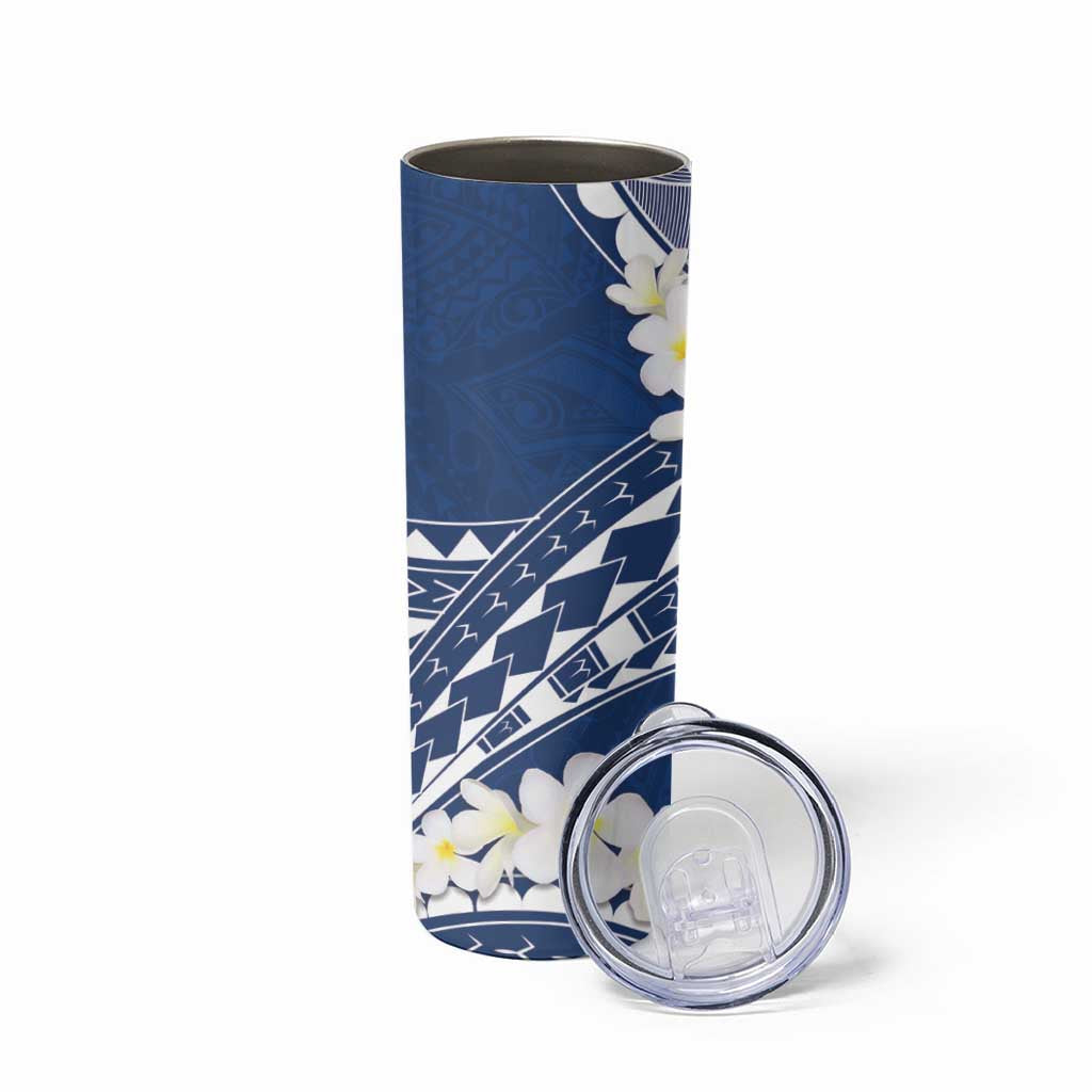 Polynesian Vintage Floral Skinny Tumbler Navy Blue Motifs - Polynesian Pride