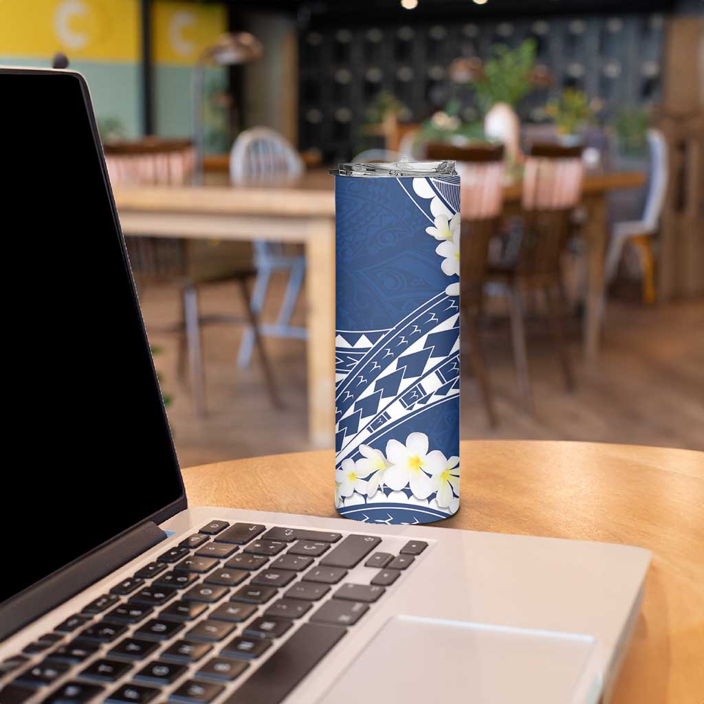 Polynesian Vintage Floral Skinny Tumbler Navy Blue Motifs - Polynesian Pride