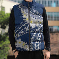 Polynesian Vintage Floral Sleeveless Puffer Jacket Navy Blue Motifs - Polynesian Pride