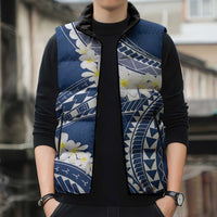 Polynesian Vintage Floral Sleeveless Puffer Jacket Navy Blue Motifs - Polynesian Pride