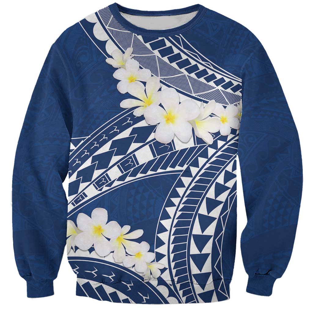 Polynesian Vintage Floral Sweatshirt Navy Blue Motifs - Polynesian Pride