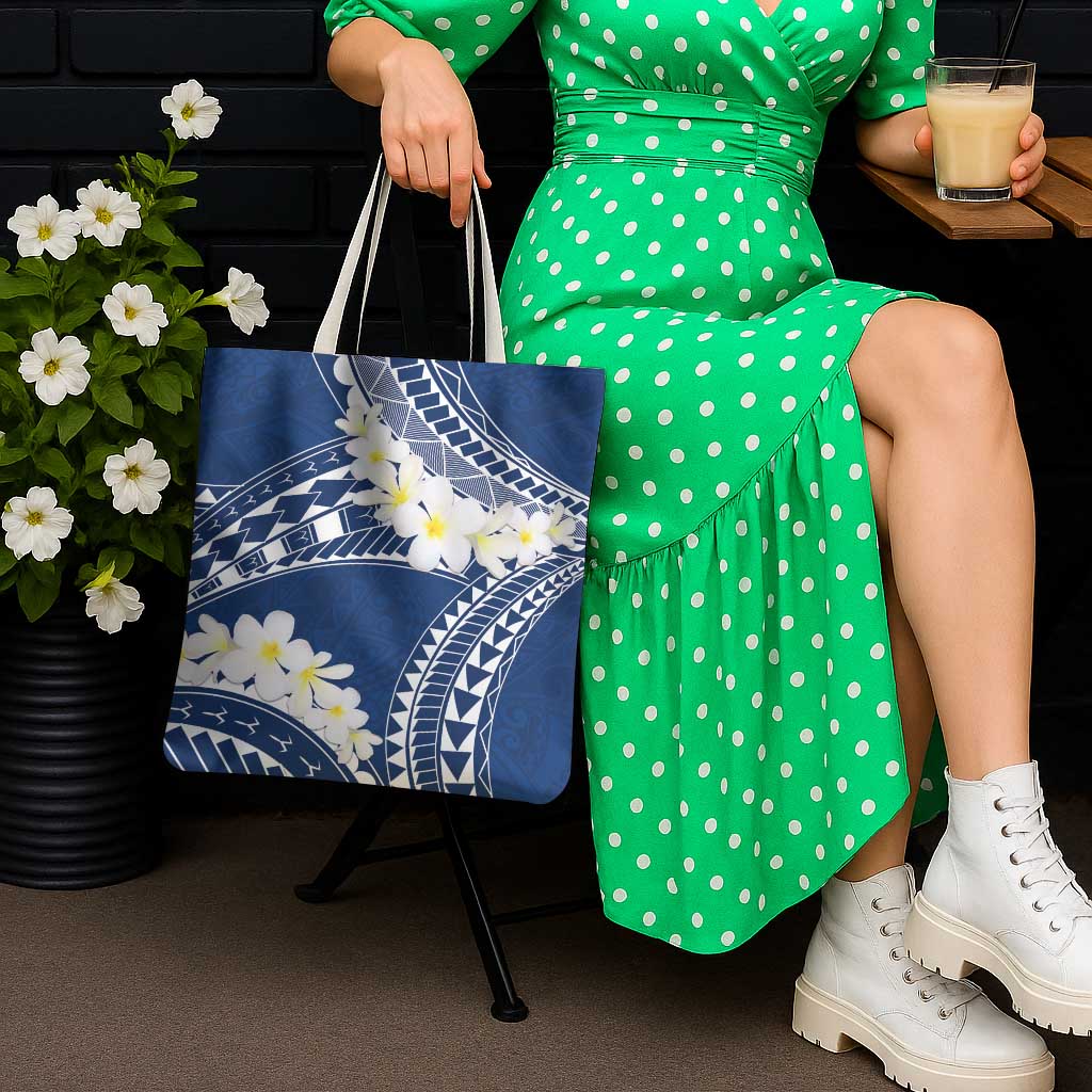 Polynesian Vintage Floral Tote Bag Navy Blue Motifs - Polynesian Pride