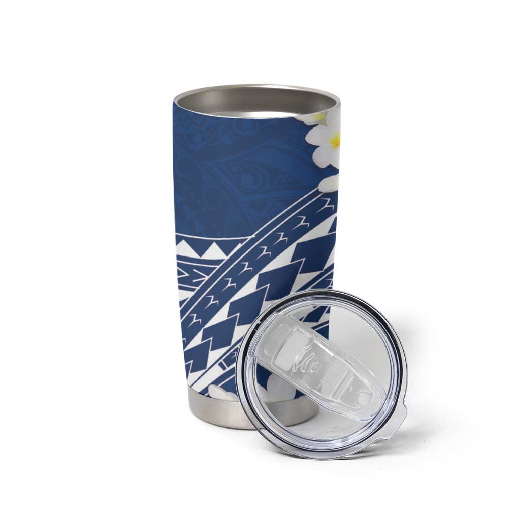 Polynesian Vintage Floral Tumbler Cup Navy Blue Motifs - Polynesian Pride
