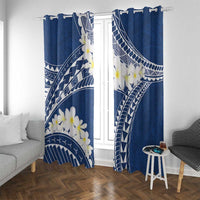 Polynesian Vintage Floral Window Curtain Navy Blue Motifs - Polynesian Pride