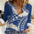 Polynesian Vintage Floral Women Casual Shirt Navy Blue Motifs - Polynesian Pride