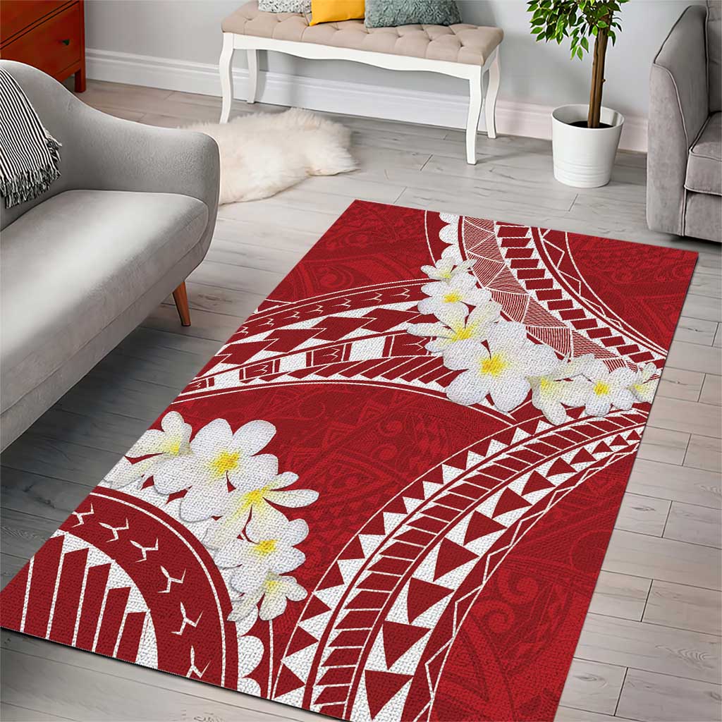 Polynesian Vintage Floral Area Rug Scarlet Motifs - Polynesian Pride