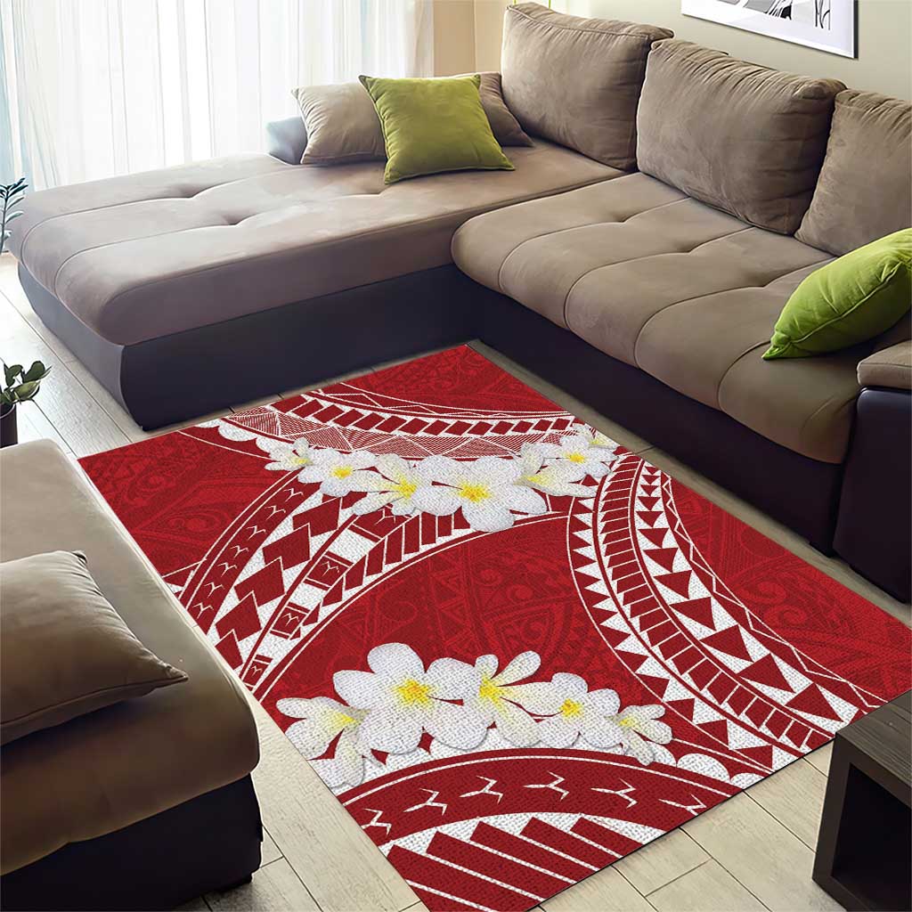 Polynesian Vintage Floral Area Rug Scarlet Motifs - Polynesian Pride