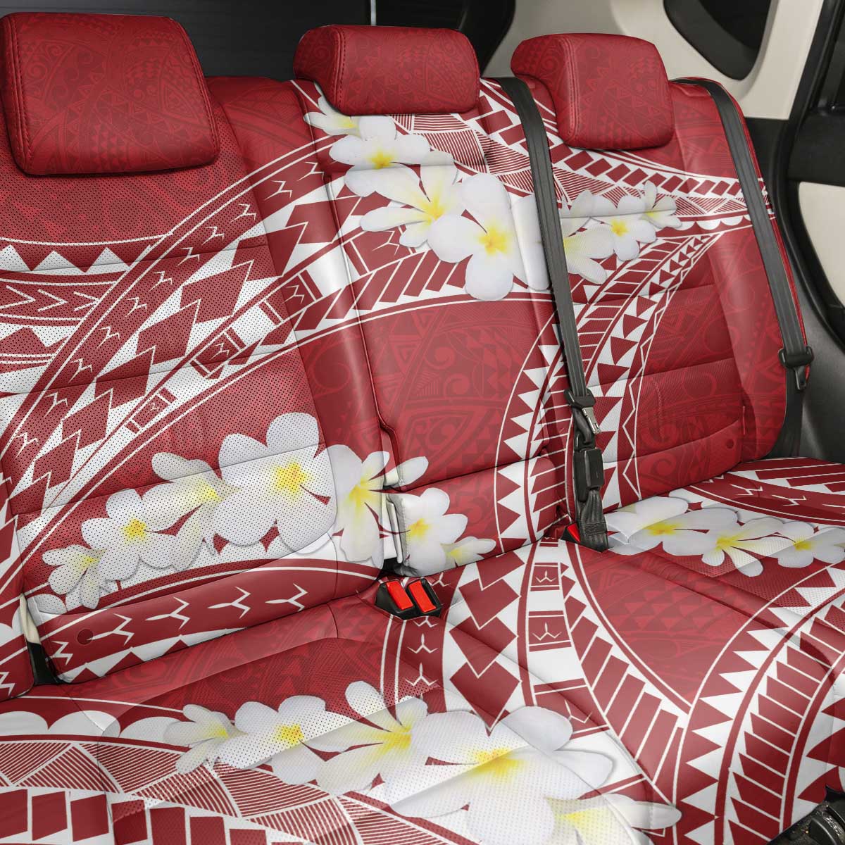 Polynesian Vintage Floral Back Car Seat Cover Scarlet Motifs - Polynesian Pride