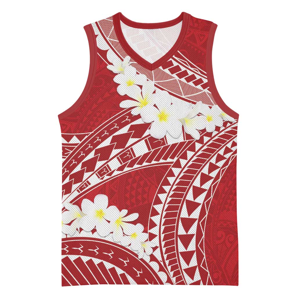 Polynesian Vintage Floral Basketball Jersey Scarlet Motifs - Polynesian Pride