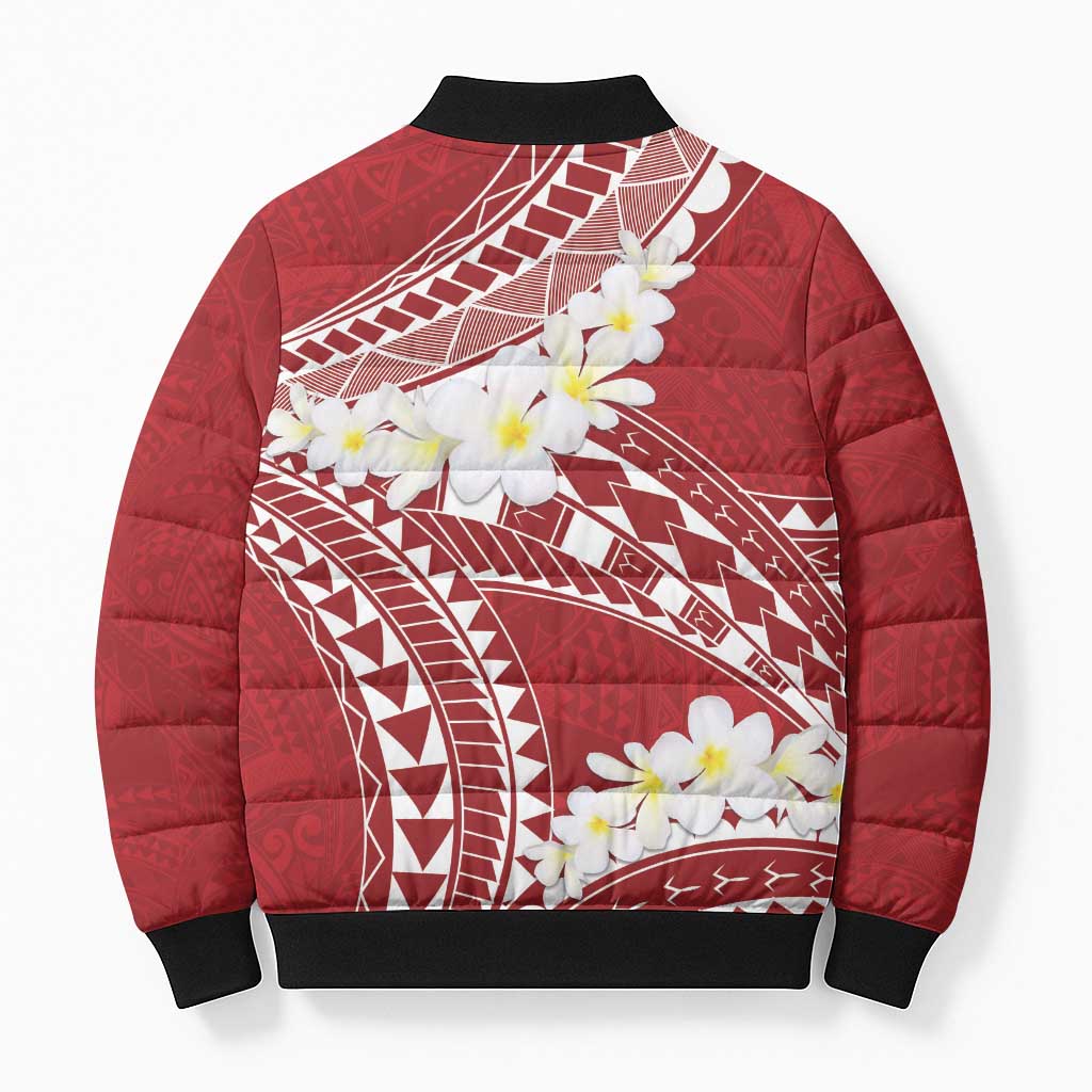 Polynesian Vintage Floral Bomber Puffer Jacket Scarlet Motifs - Polynesian Pride