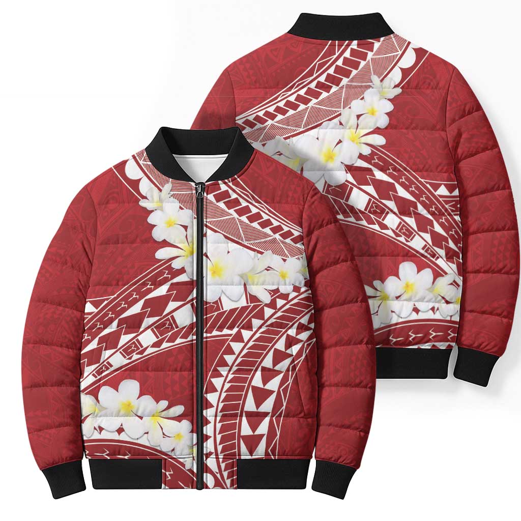 Polynesian Vintage Floral Bomber Puffer Jacket Scarlet Motifs - Polynesian Pride