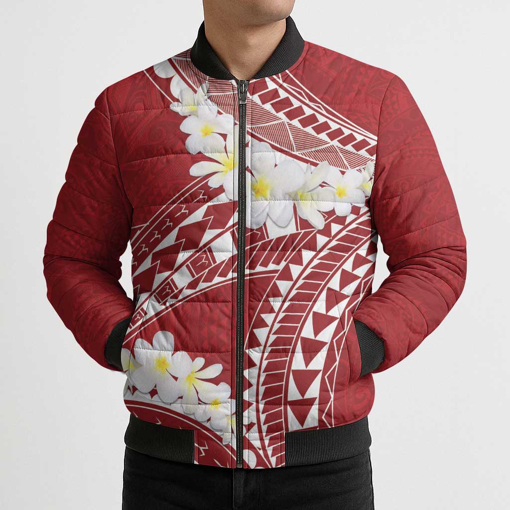 Polynesian Vintage Floral Bomber Puffer Jacket Scarlet Motifs - Polynesian Pride