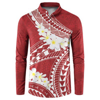 Polynesian Vintage Floral Button Sweatshirt Scarlet Motifs LT7 Scarlet - Polynesian Pride
