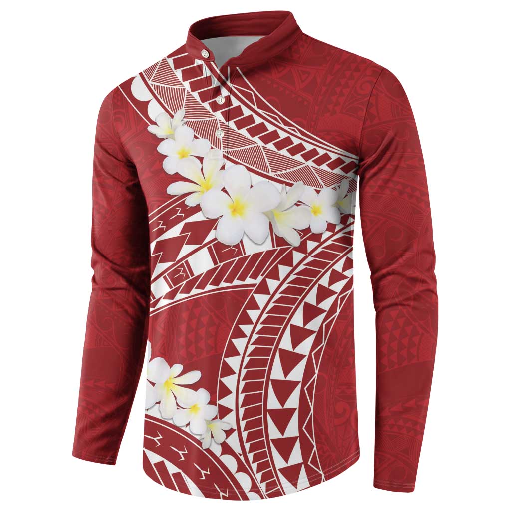 Polynesian Vintage Floral Button Sweatshirt Scarlet Motifs LT7 - Polynesian Pride