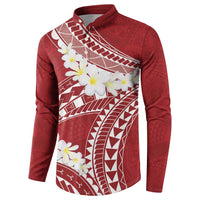 Polynesian Vintage Floral Button Sweatshirt Scarlet Motifs LT7 - Polynesian Pride