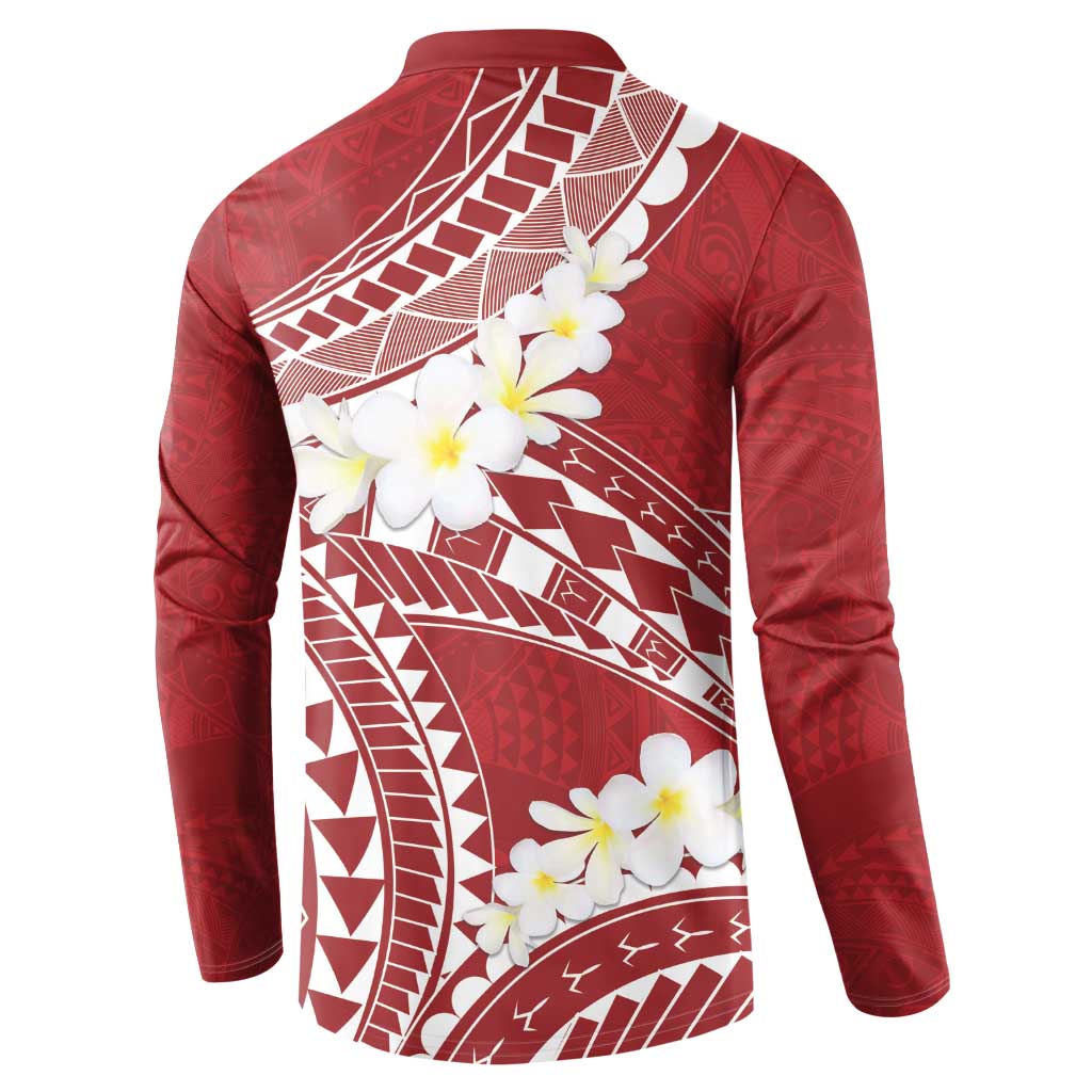 Polynesian Vintage Floral Button Sweatshirt Scarlet Motifs LT7 - Polynesian Pride