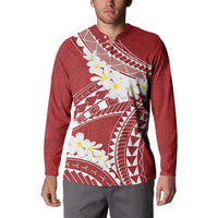 Polynesian Vintage Floral Button Sweatshirt Scarlet Motifs LT7 - Polynesian Pride