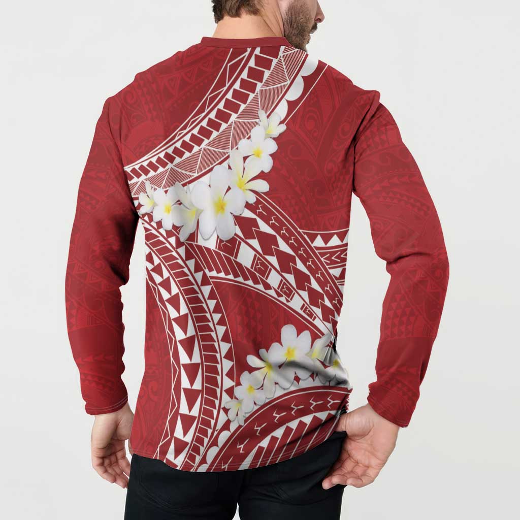 Polynesian Vintage Floral Button Sweatshirt Scarlet Motifs LT7 - Polynesian Pride