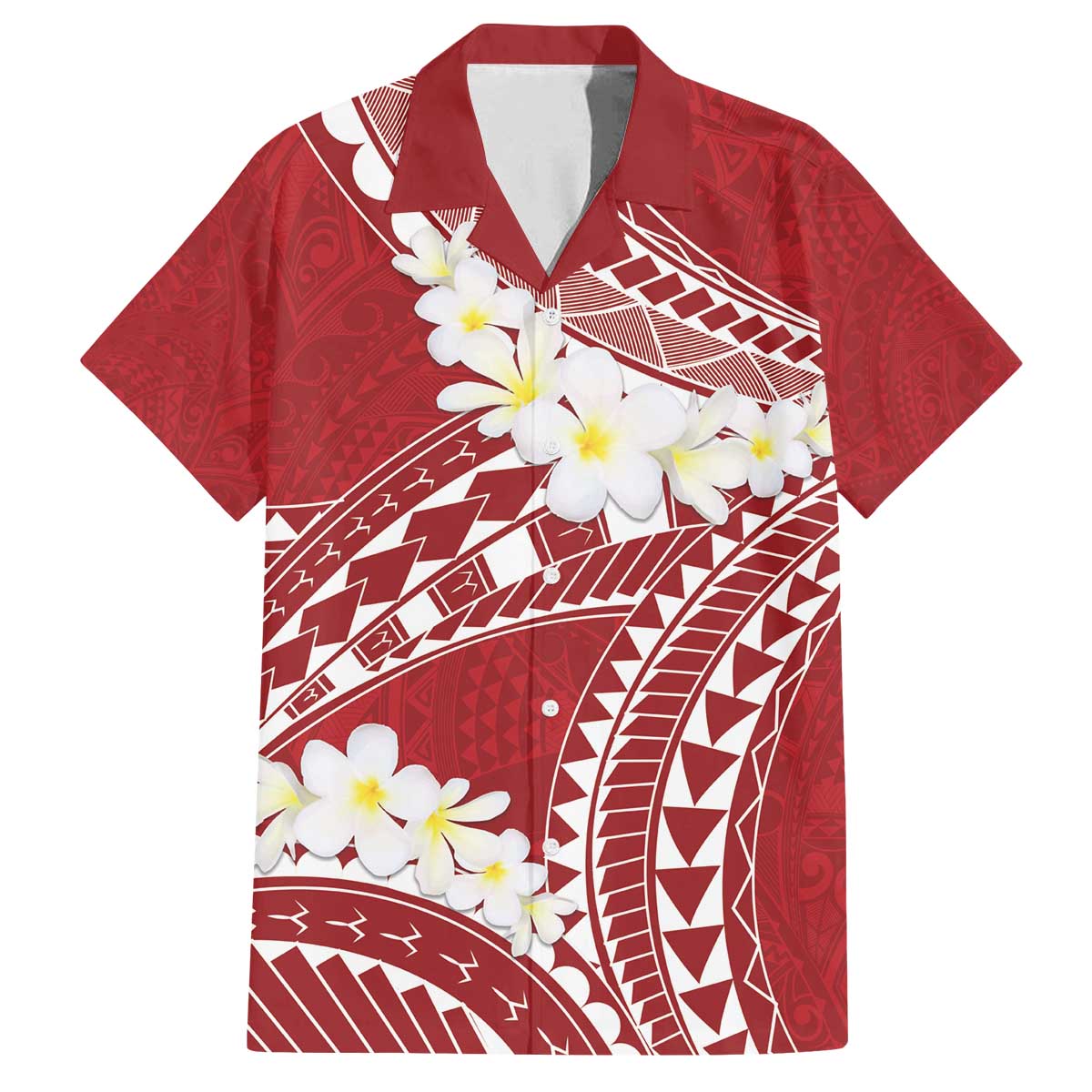Polynesian Vintage Floral Family Matching Off The Shoulder Long Sleeve Dress and Hawaiian Shirt Scarlet Motifs - Polynesian Pride