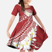 Polynesian Vintage Floral Family Matching Puletasi and Hawaiian Shirt Scarlet Motifs LT7 Daughter's Dress Scarlet - Polynesian Pride