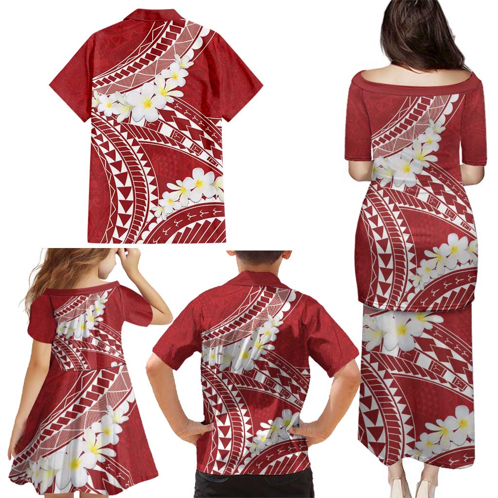 Polynesian Vintage Floral Family Matching Puletasi and Hawaiian Shirt Scarlet Motifs LT7 - Polynesian Pride
