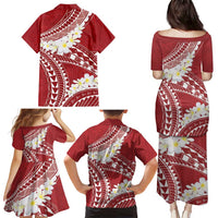 Polynesian Vintage Floral Family Matching Puletasi and Hawaiian Shirt Scarlet Motifs LT7 - Polynesian Pride