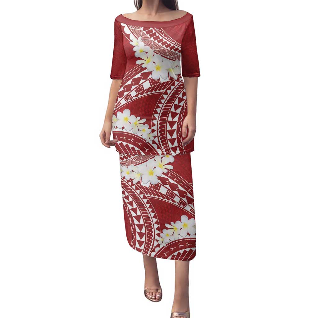 Polynesian Vintage Floral Family Matching Puletasi and Hawaiian Shirt Scarlet Motifs LT7 Mom's Dress Scarlet - Polynesian Pride