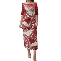 Polynesian Vintage Floral Family Matching Puletasi and Hawaiian Shirt Scarlet Motifs LT7 Mom's Dress Scarlet - Polynesian Pride