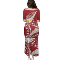 Polynesian Vintage Floral Family Matching Puletasi and Hawaiian Shirt Scarlet Motifs LT7 - Polynesian Pride