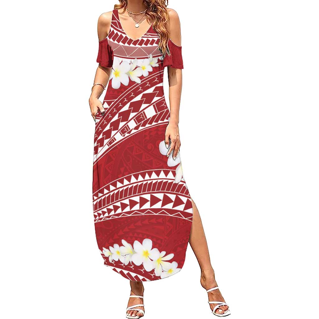 Polynesian Vintage Floral Family Matching Summer Maxi Dress and Hawaiian Shirt Scarlet Motifs - Polynesian Pride