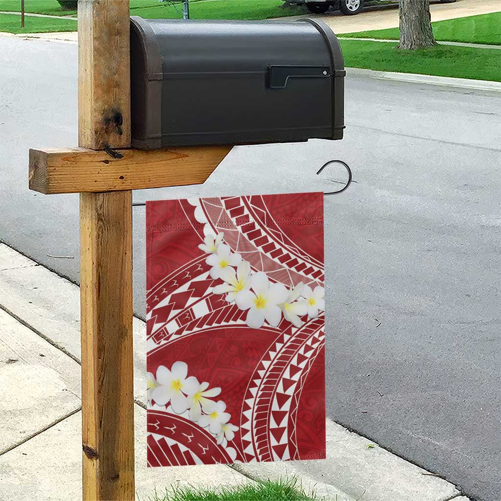 Polynesian Vintage Floral Garden Flag Scarlet Motifs - Polynesian Pride