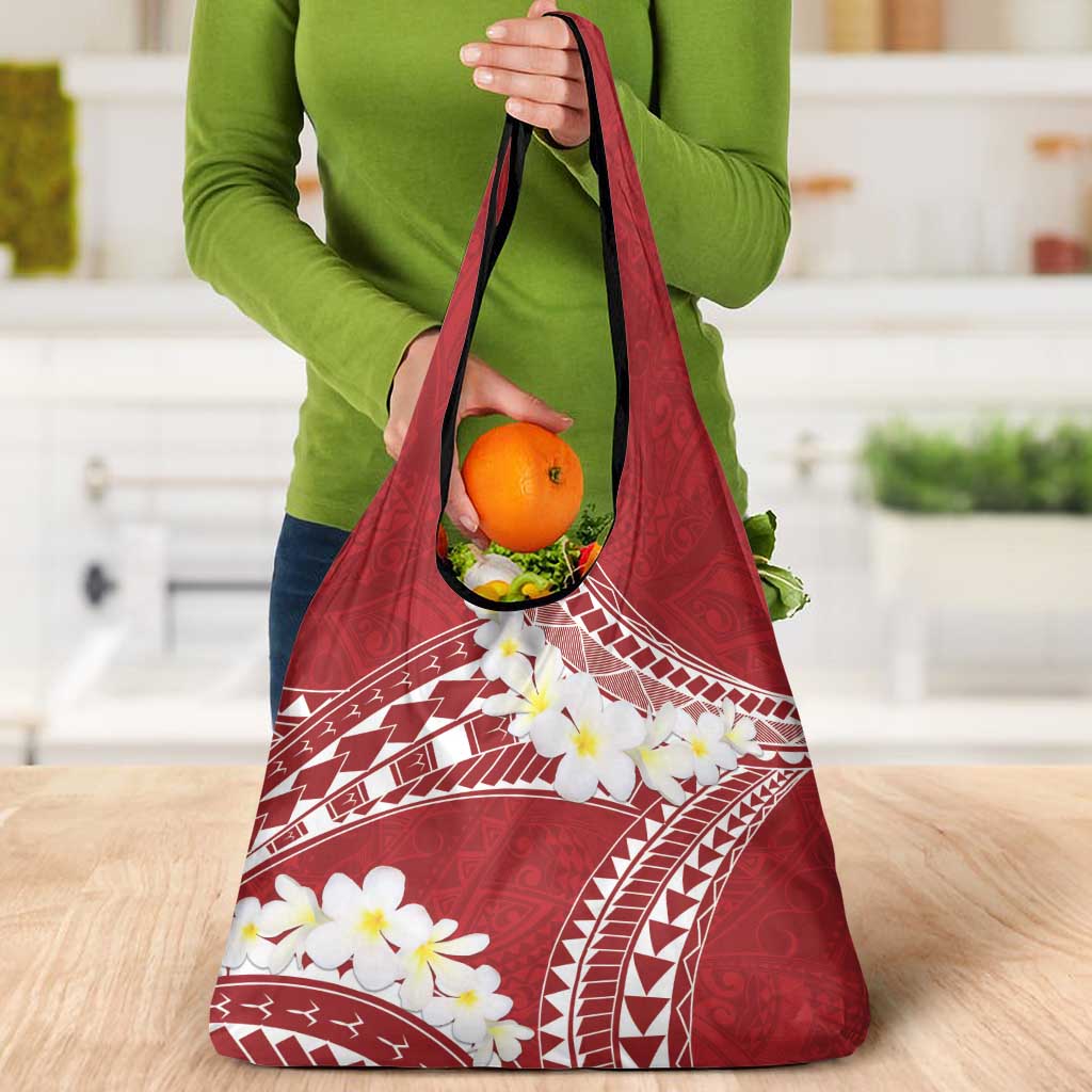 Polynesian Vintage Floral Grocery Bag Scarlet Motifs - Polynesian Pride