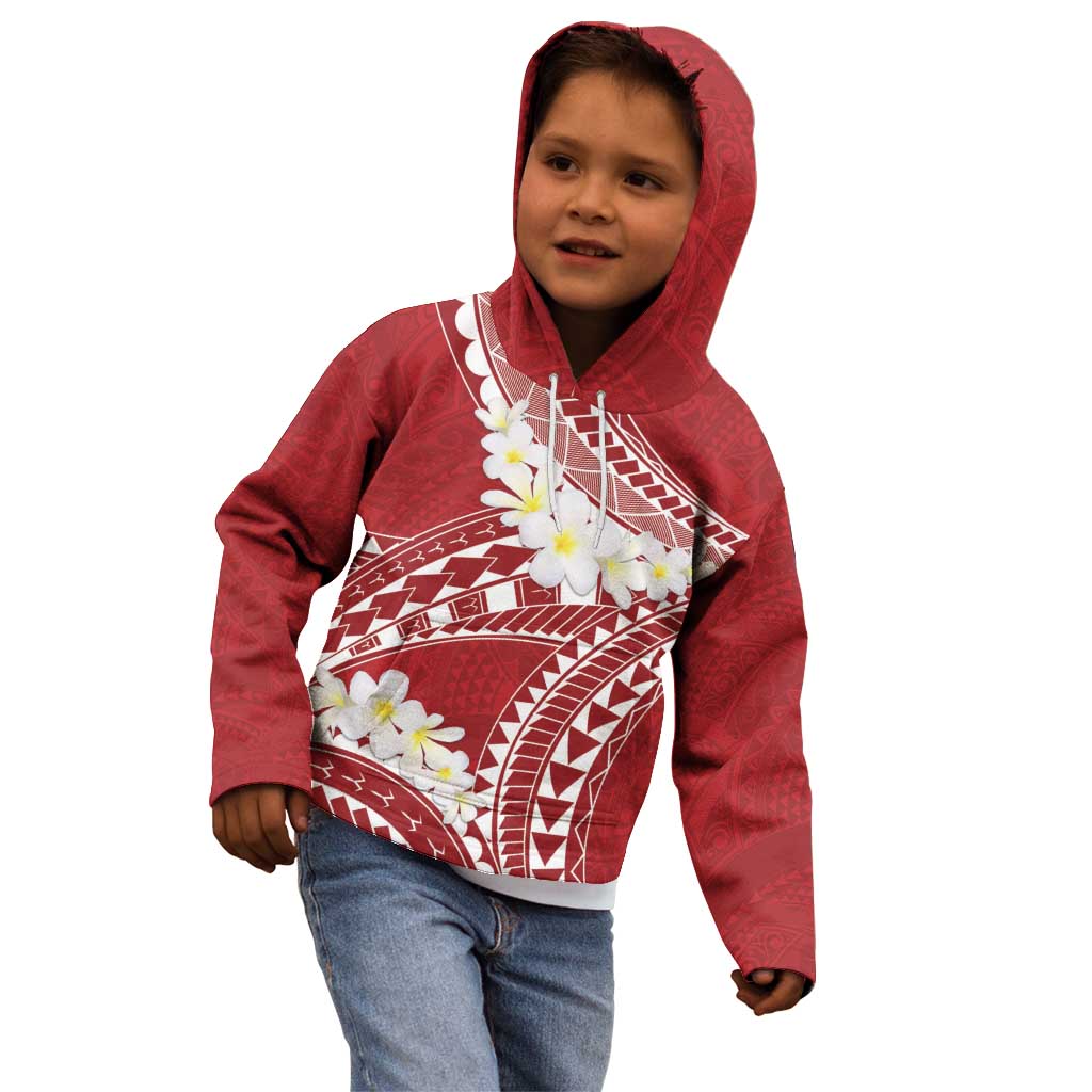 Polynesian Vintage Floral Kid Hoodie Scarlet Motifs - Polynesian Pride