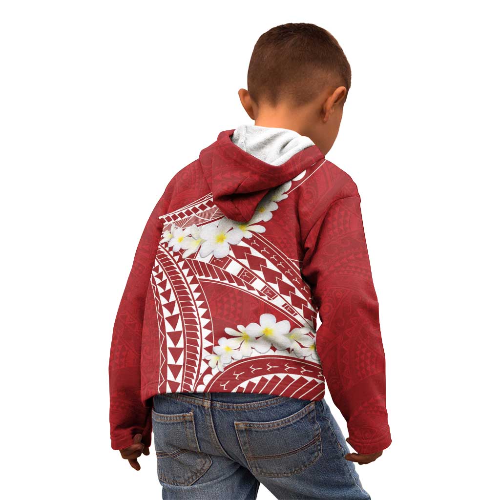 Polynesian Vintage Floral Kid Hoodie Scarlet Motifs - Polynesian Pride