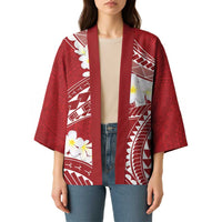 Polynesian Vintage Floral Kimono Scarlet Motifs - Polynesian Pride
