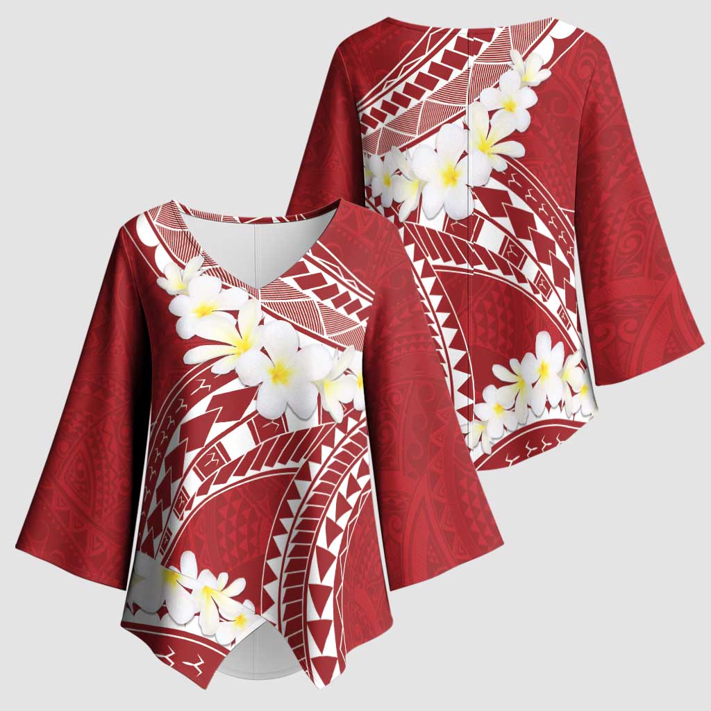 Polynesian Vintage Floral Kimono Sleeve Blouse Scarlet Motifs - Polynesian Pride