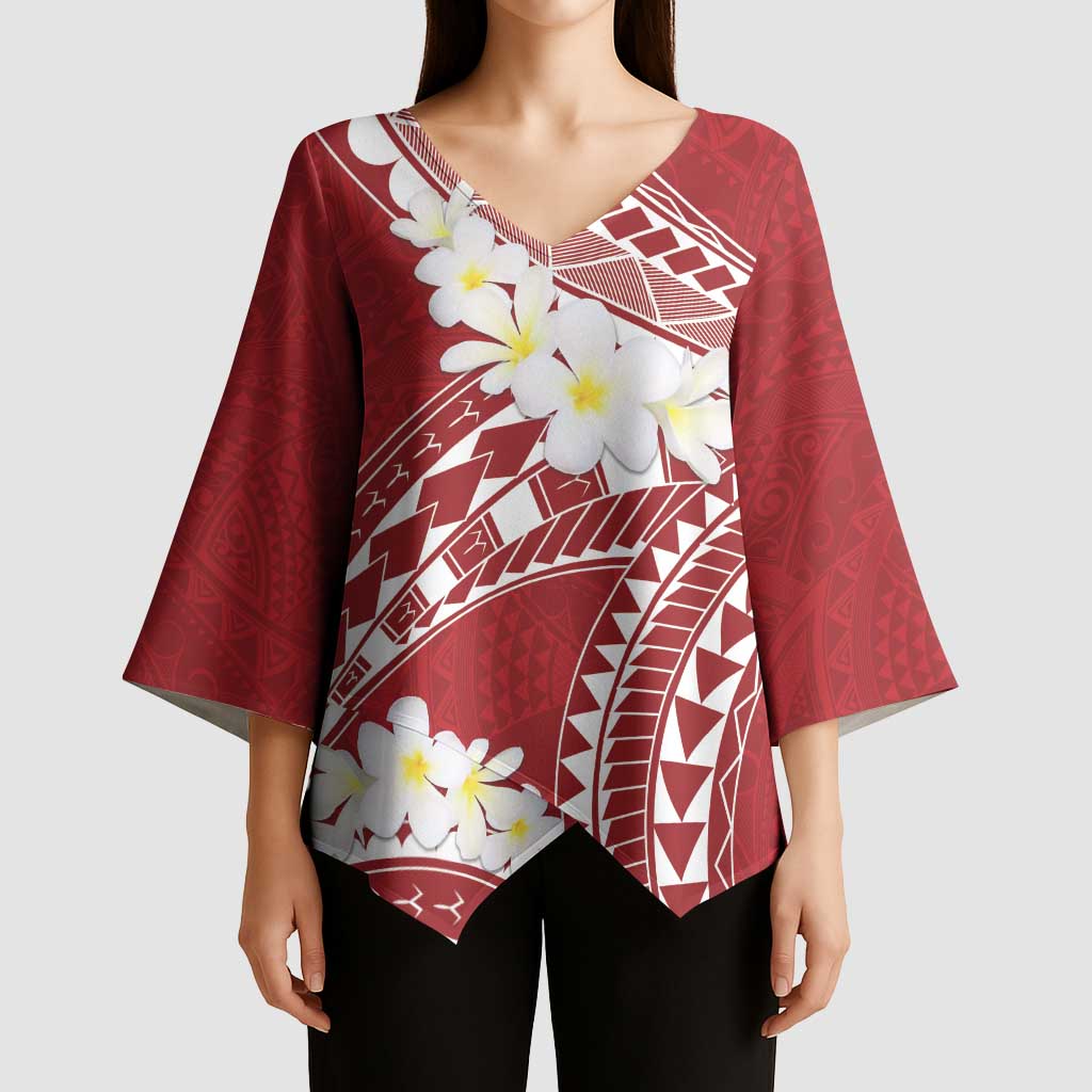 Polynesian Vintage Floral Kimono Sleeve Blouse Scarlet Motifs - Polynesian Pride