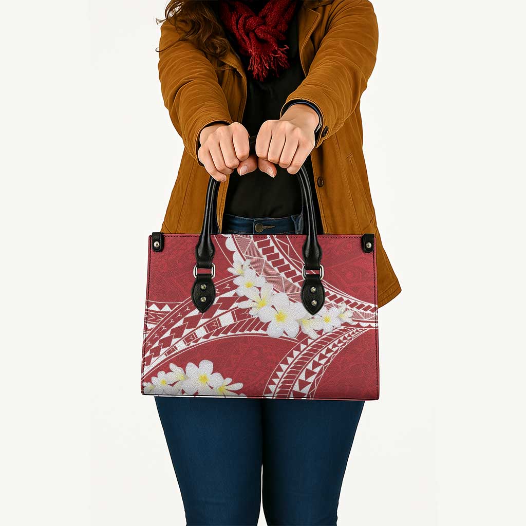 Polynesian Vintage Floral Leather Bag Scarlet Motifs - Polynesian Pride