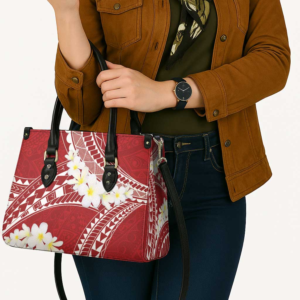 Polynesian Vintage Floral Leather Bag Scarlet Motifs - Polynesian Pride