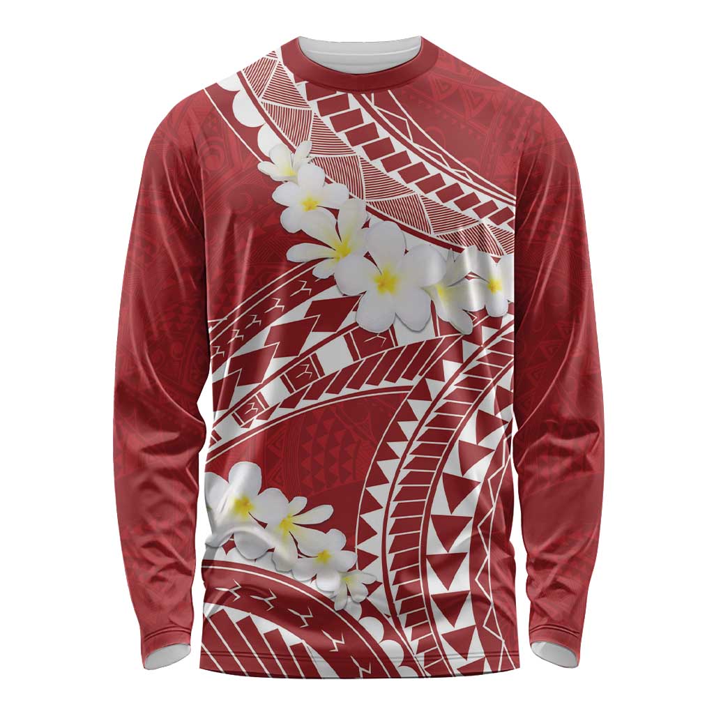 Polynesian Vintage Floral Long Sleeve Shirt Scarlet Motifs - Polynesian Pride