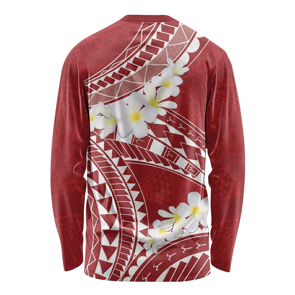 Polynesian Vintage Floral Long Sleeve Shirt Scarlet Motifs - Polynesian Pride