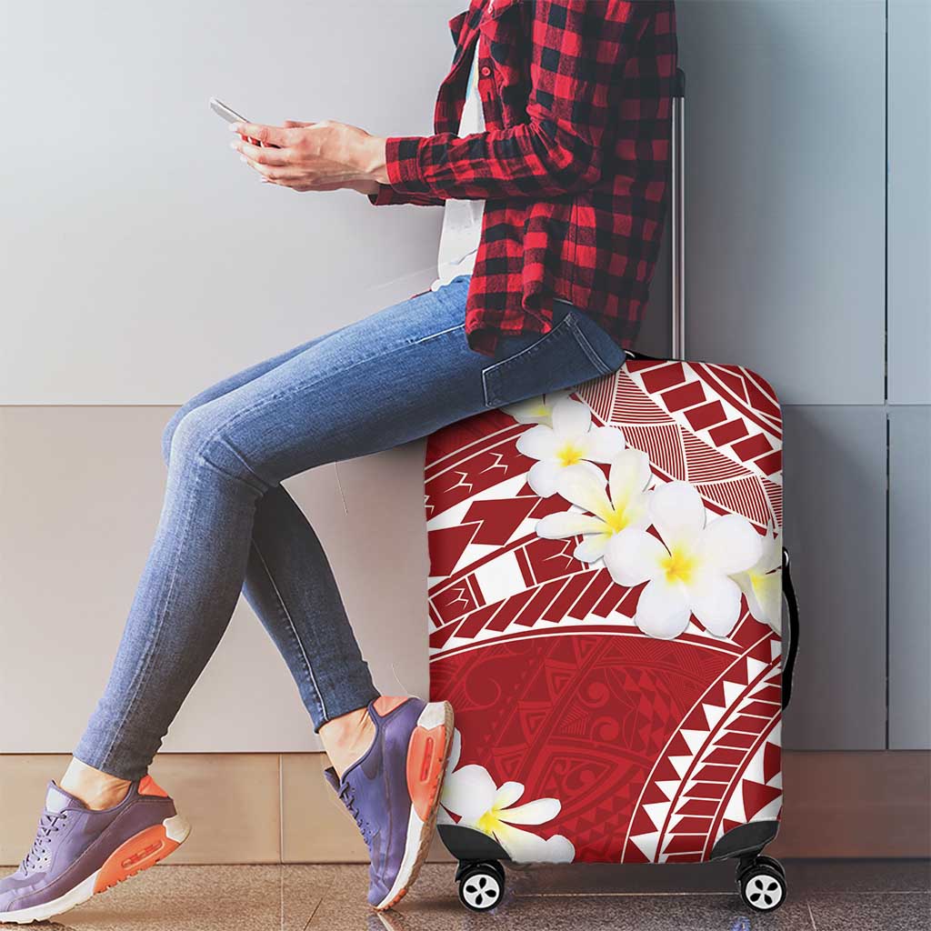 Polynesian Vintage Floral Luggage Cover Scarlet Motifs - Polynesian Pride