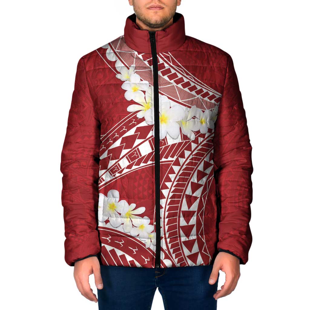 Polynesian Vintage Floral Padded Jacket Scarlet Motifs - Polynesian Pride
