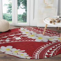 Polynesian Vintage Floral Round Carpet Scarlet Motifs - Polynesian Pride